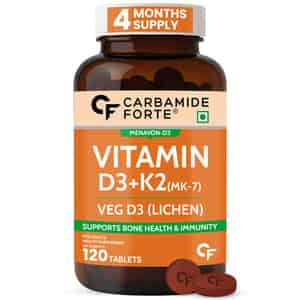 Carbamide Forte Vitamin D3+k2 Mk7 Bottle Of 120 Veg Tablets