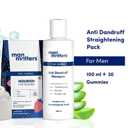 Man Matters Hair Kit Anti Dandruff Shampoo (100ml) + Hair Gummies (30 Gummies)