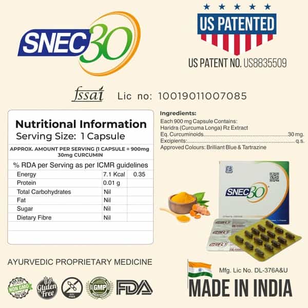 Snec 30 - Nano Curcumin Turmeric Capsules Pack Of 15 Capsules