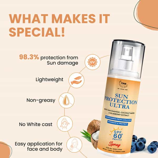 Tnw The Natural Wash Ultra Spf 60 Spray With Niacinamide & Hyaluronic Acid | Sun Protection 100 Ml