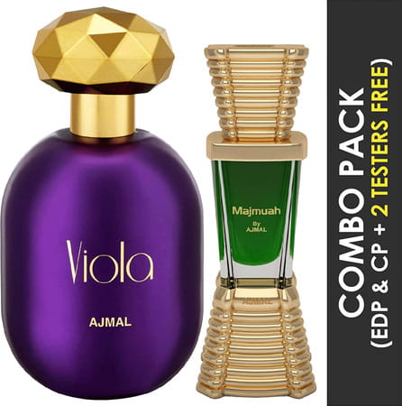 Ajmal Viola Edp 75ml Perfume For Women And Majmua Cp Oil Alcohol-Free Attar 10ml For Unisex