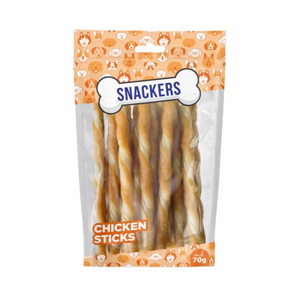 Snackers Chicken With Fibre Stick Twists Dog Treats | 12Cm | 2Cm. 70 Gms