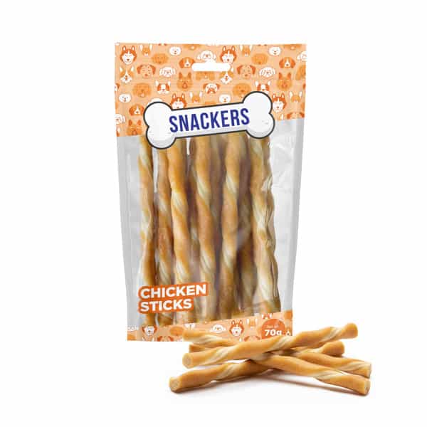 Snackers Chicken With Fibre Stick Twists Dog Treats | 12Cm | 2Cm. 70 Gms