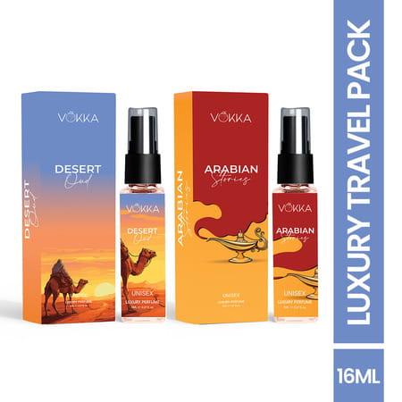 Vokka Pocket Perfume Desert Oud & Arabian Stories 2 X 8Ml | Long Lasting Perfume For Men & Women