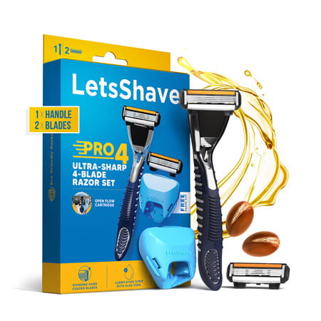 Letsshave Pro 4 Shaving Razor For Men - Pro 4 Blade + Razor Handle
