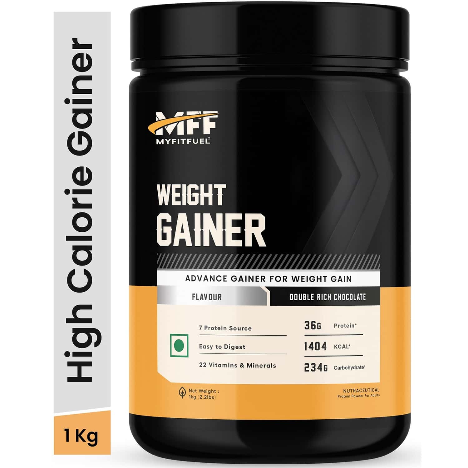 Myfitfuel Mff Weight Gainer 1 Kg (2.2 Lbs) Double Rich Chocolate