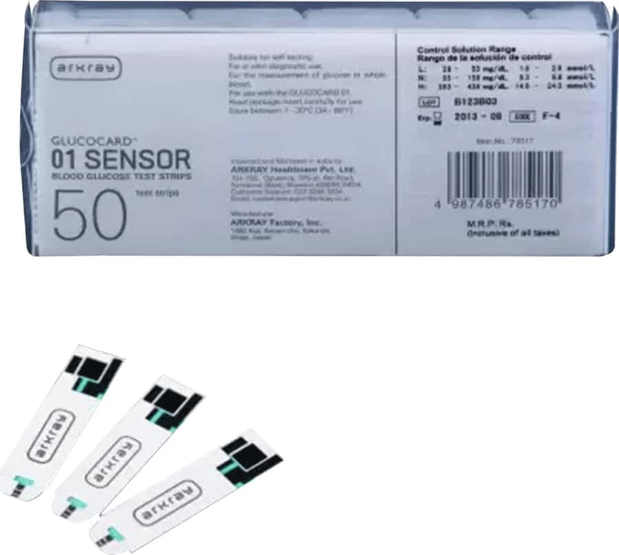 Buy ARKRAY GLUCOCARD 01 MINI / MINI+ 25 GLUCOMETER STRIPS Online & Get ...