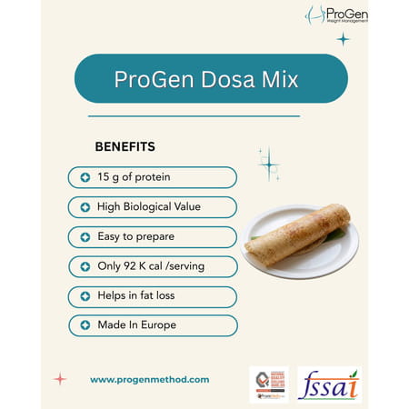 Progen Dosa Mix | 15 G Of High Biological Value Protein Per Meal | Pack Of 7 | 105 Gm