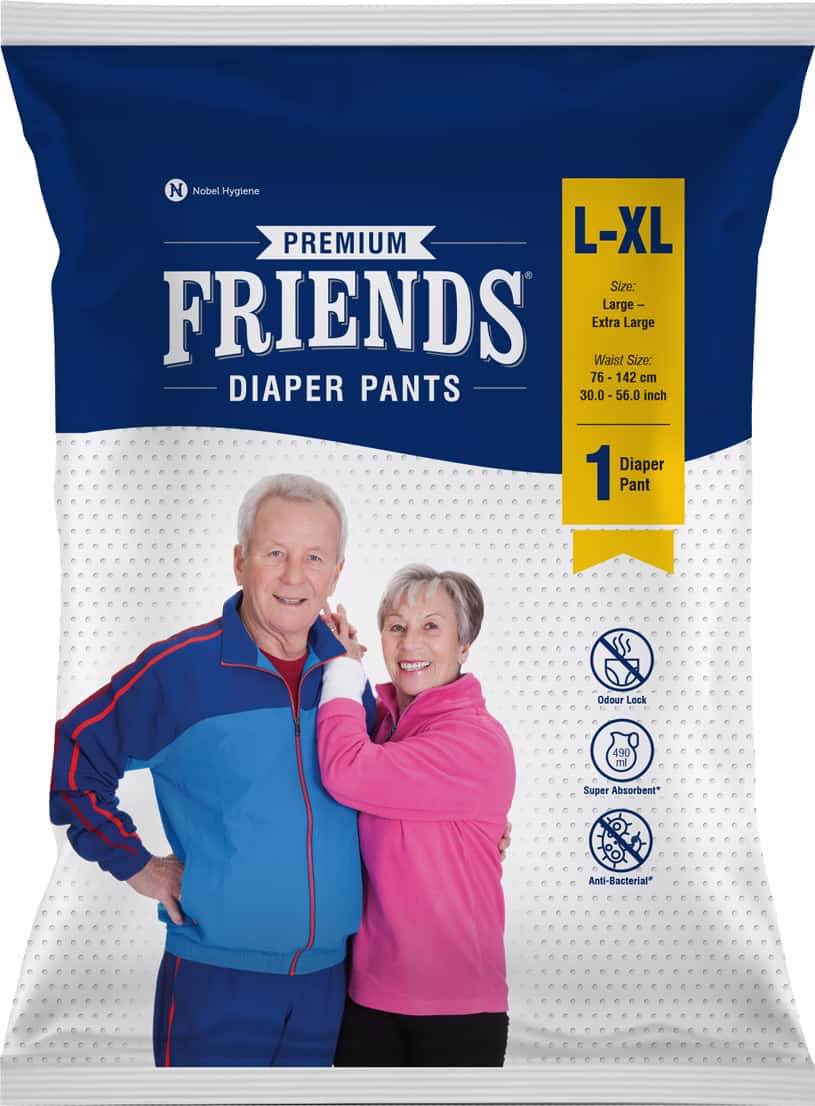 Friends Premium Adult Large Diaper Pants 38-60 In High Absorbency Flexible Waist Band 1'S Pack
