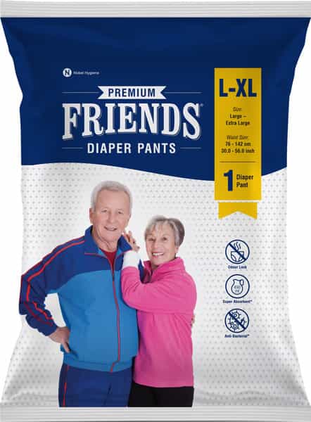 Friends Premium Adult Large Diaper Pants 38-60 In High Absorbency Flexible Waist Band 1'S Pack