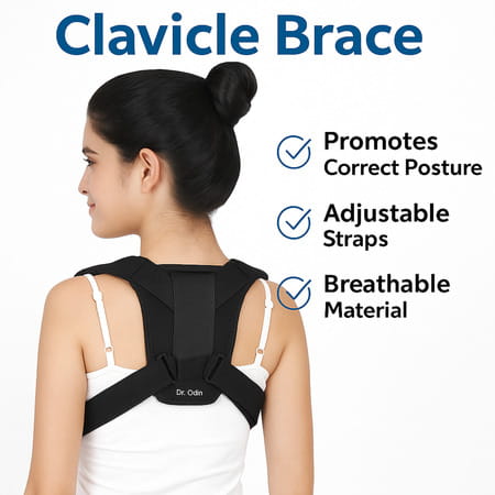 Dr. Odin Ocb101 Clavicle Brace - Premium Support For Clavicle & Upper Back | Unisex | Black | Large