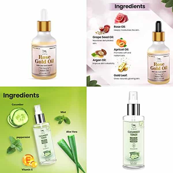 Tnw The Natural Wash Skincare Combo With Rose Gold Oil & Cucumber Tonersuitable For All Skin Types