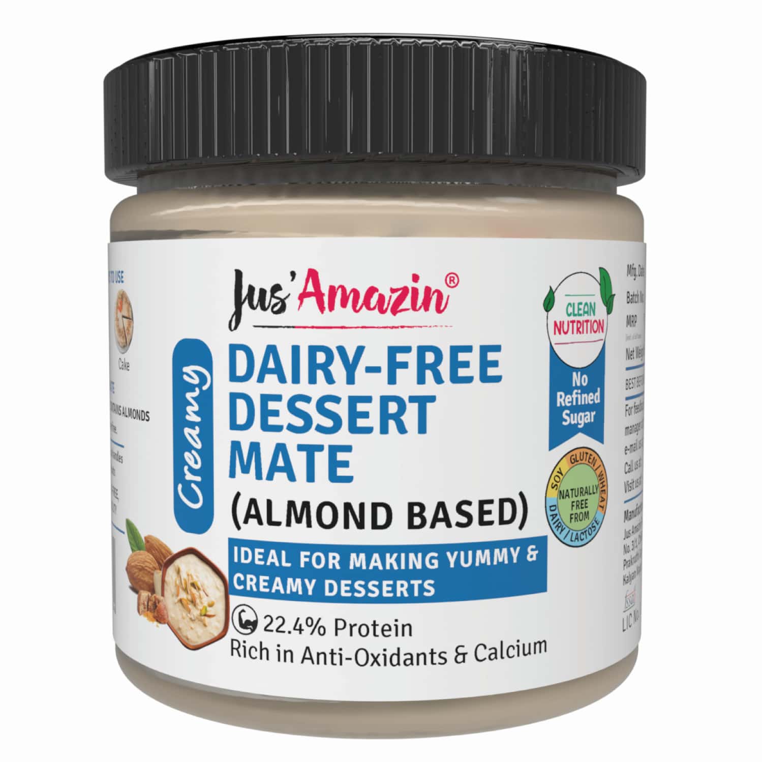 Jus Amazin Dairy-Free Dessert Mate (Almond Based)-200g Sweetened With Jaggery|Clean Nutrition
