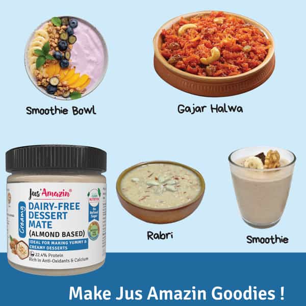 Jus Amazin Dairy-Free Dessert Mate (Almond Based)-200G Sweetened With Jaggery|Clean Nutrition