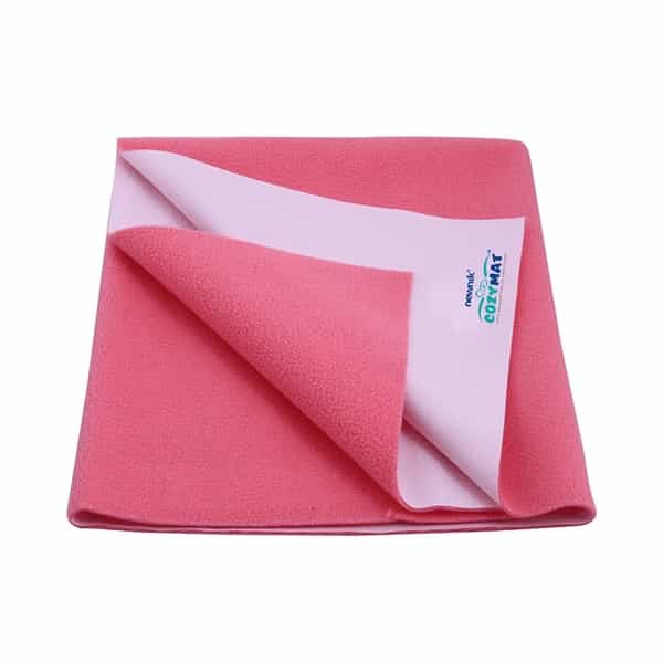 Newnik Cozymat Soft Water-Proof & Reusable Mat (Size-70Cm X 50Cm) Salmon Rose Small