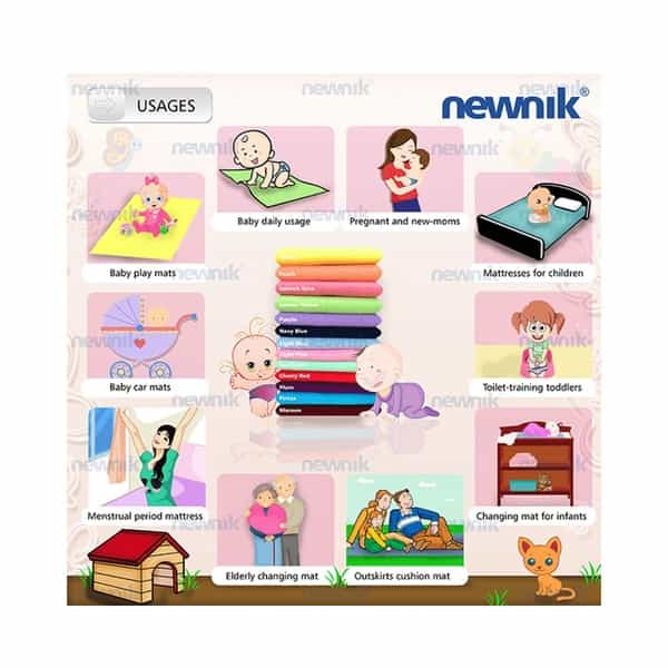 Newnik Cozymat Soft Water-Proof & Reusable Mat (Size-70Cm X 50Cm) Salmon Rose Small