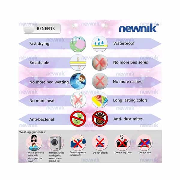 Newnik Cozymat Soft Water-Proof & Reusable Mat (Size-70Cm X 50Cm) Salmon Rose Small