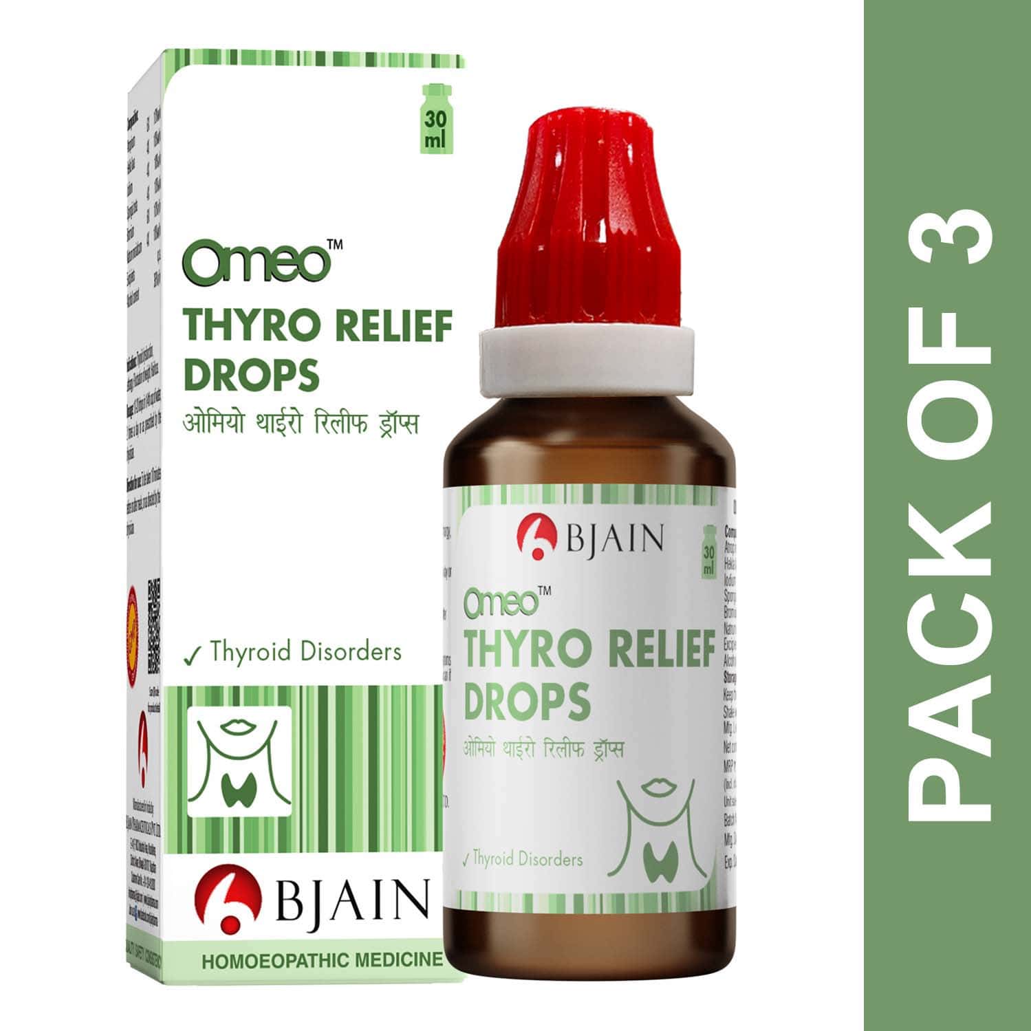 Bjain Omeo Thyro Relief Drops | Thyroid-Stimulator Formula | 30ml (Pack Of 3)