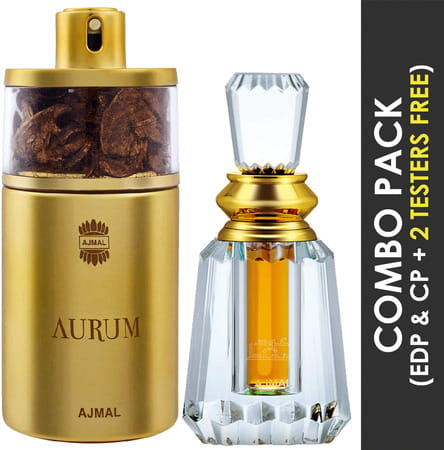 Ajmal Aurum Edp 75ml Perfume For Women And Oudh Mukhallat Cp Oil Women 6ml For Unisex