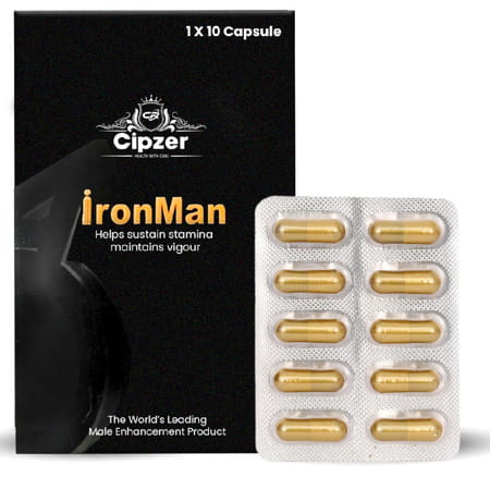 Cipzer Ironman Capsules 10 Pills | Supports Mens Vitality| Stamina & Overall Wellness