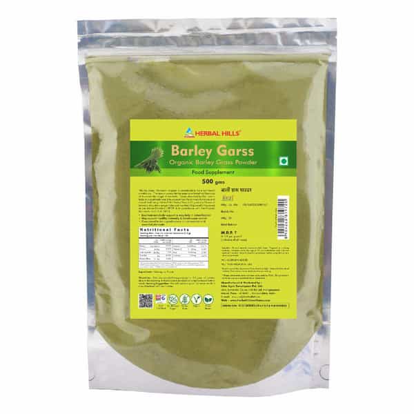 Herbal Hills Organic Barley Grass Powder Green Food Supplement (500 Gms Single Pack)