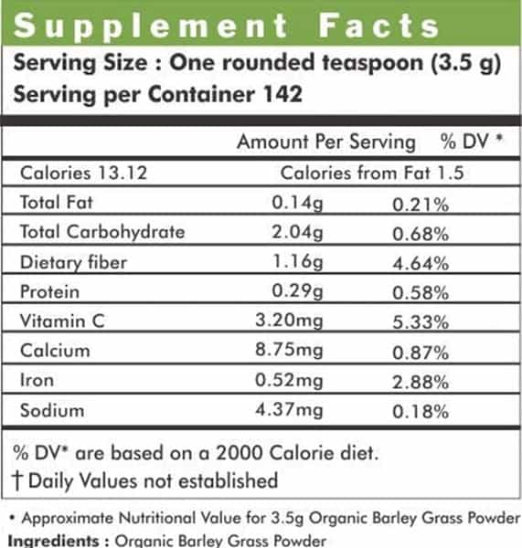 Herbal Hills Organic Barley Grass Powder Green Food Supplement (500 Gms Single Pack)