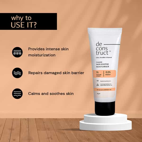 Deconstruct Skin Soothe Moisturizer- 1% Ceramides + 0.2% Bisabolol (50 Gm)