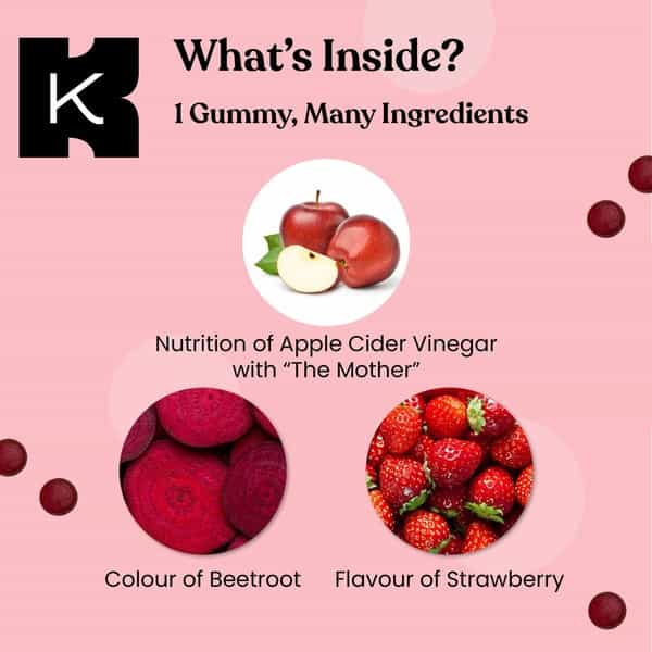Kapiva Apple Cider Vinegar Gummies - Health Supplement For Weight Management - 60 Gummies