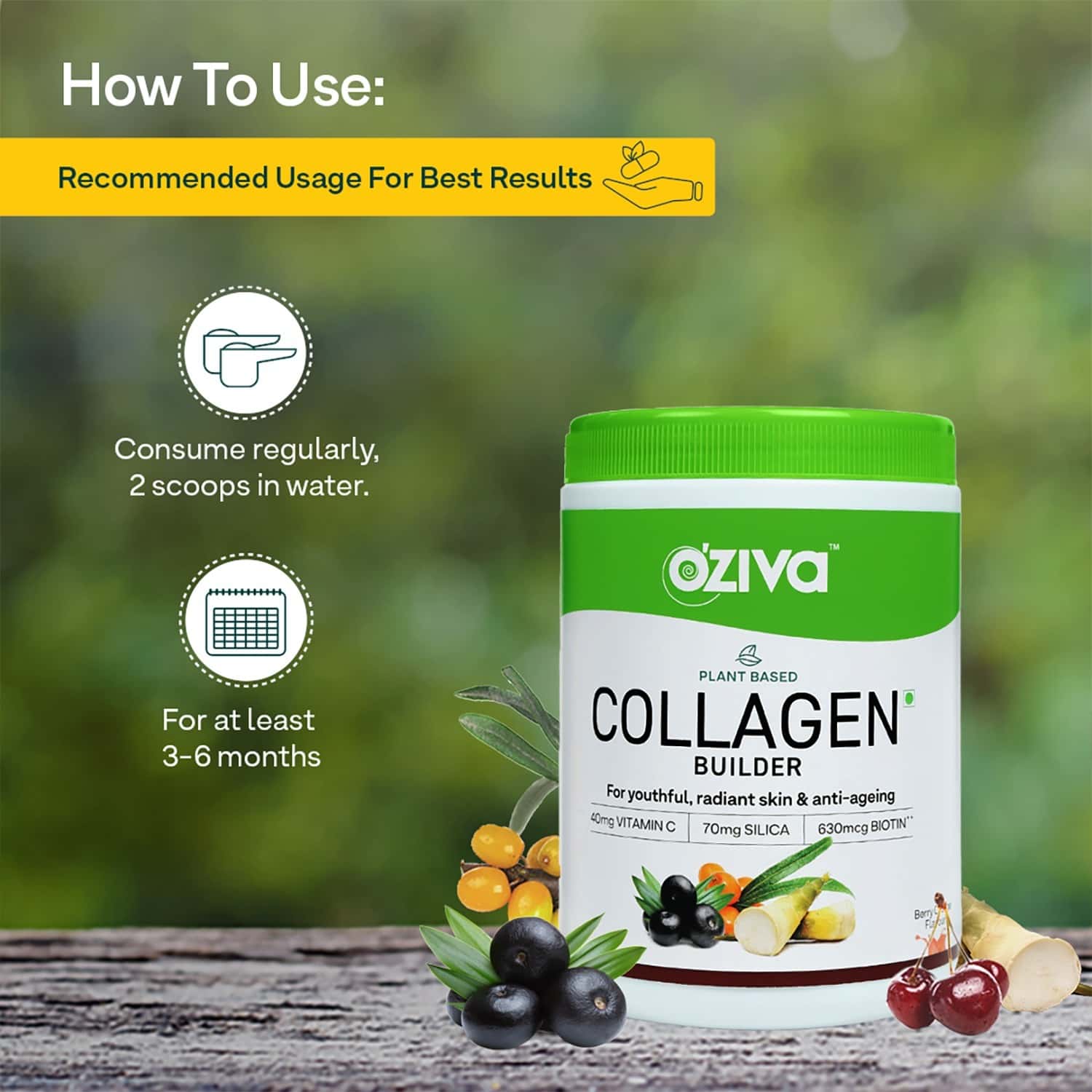 Buy Oziva Plant Based Collagen Builder ( With Vitamin C, Biotin, Silica