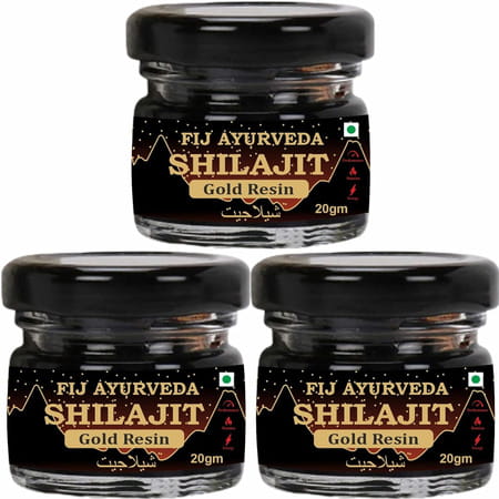 Fij Ayurveda Shilajit/Shilajit Gold Resin (Semi Liquid)|Ashwagandha, Black Musli & 24k Gold - 3x20gm
