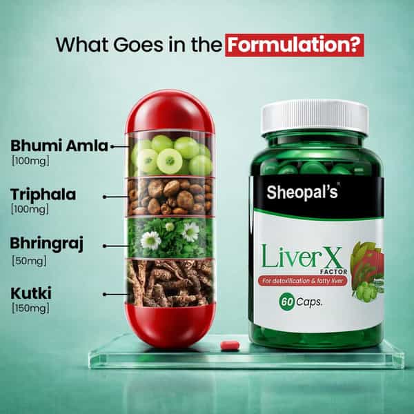 Sheopal's Liver X Factor Ayurvedic Fatty Liver Supplement | 60 Capsules | Pack Of 1