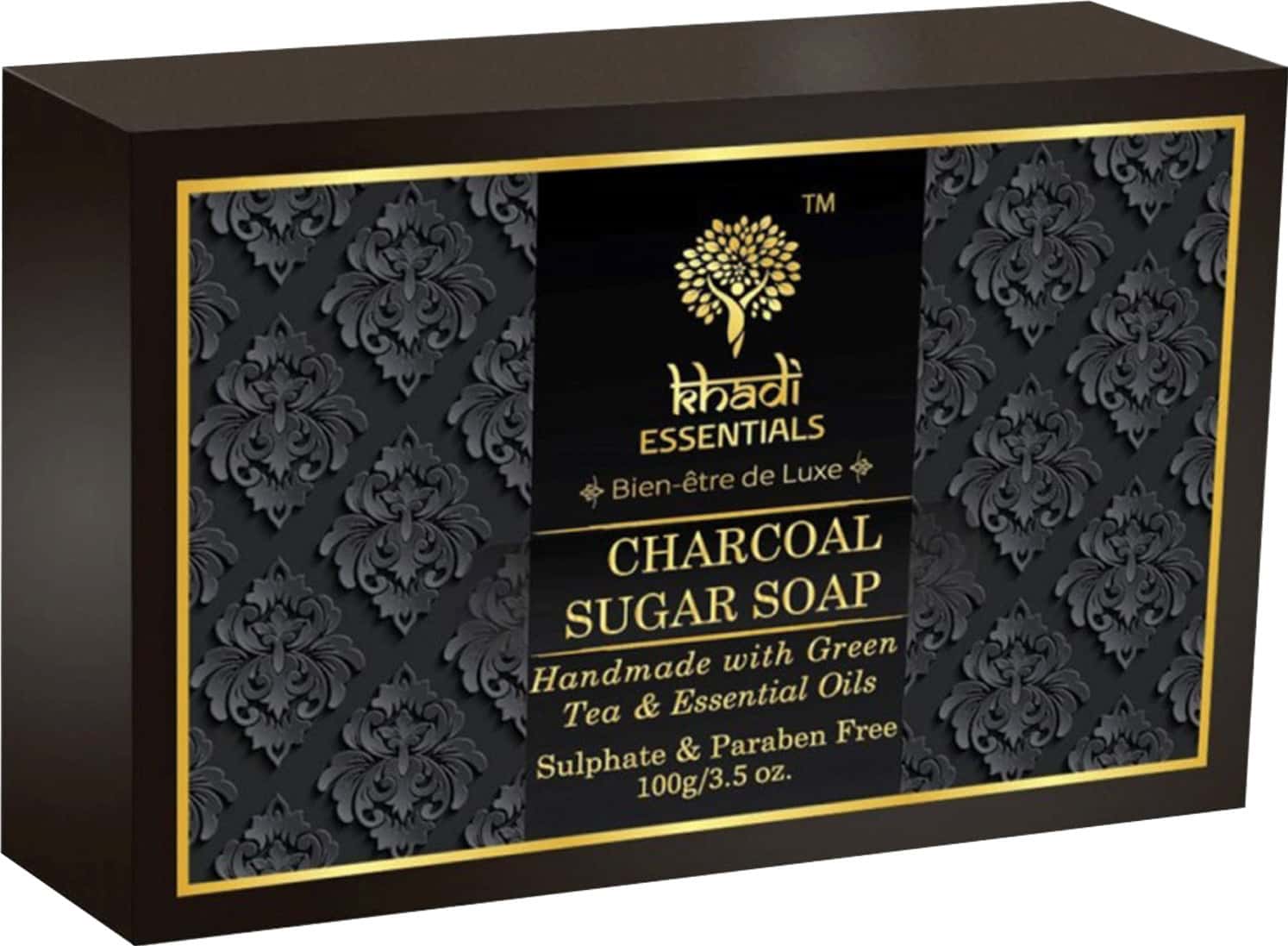 Buy KHADI ESSENTIALS AYURVEDIC ACTIVATED CHARCOAL SUGAR SOAP WITH GREEN