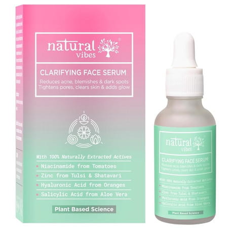 Natural Vibes Acne Clarifying Face Serum With Plant Based Zinc | Salicylic Acid & Niacinamide 30 Ml