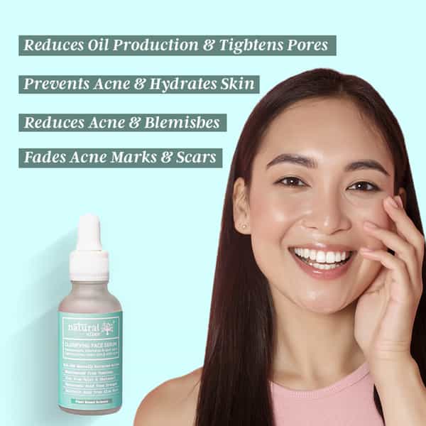 Natural Vibes Acne Clarifying Face Serum With Plant Based Zinc | Salicylic Acid & Niacinamide 30 Ml