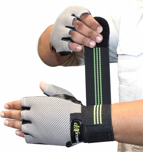 Musclexp Chroma-Fit Black Workout Gym Gloves For Weight Lifting Cycling Black Green & Grey 1 Pair