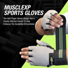 Musclexp Chroma-Fit Black Workout Gym Gloves For Weight Lifting Cycling Black Green & Grey 1 Pair