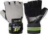Musclexp Chroma-Fit Black Workout Gym Gloves For Weight Lifting Cycling Black Green & Grey 1 Pair