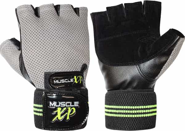 Musclexp Chroma-Fit Black Workout Gym Gloves For Weight Lifting Cycling Black Green & Grey 1 Pair