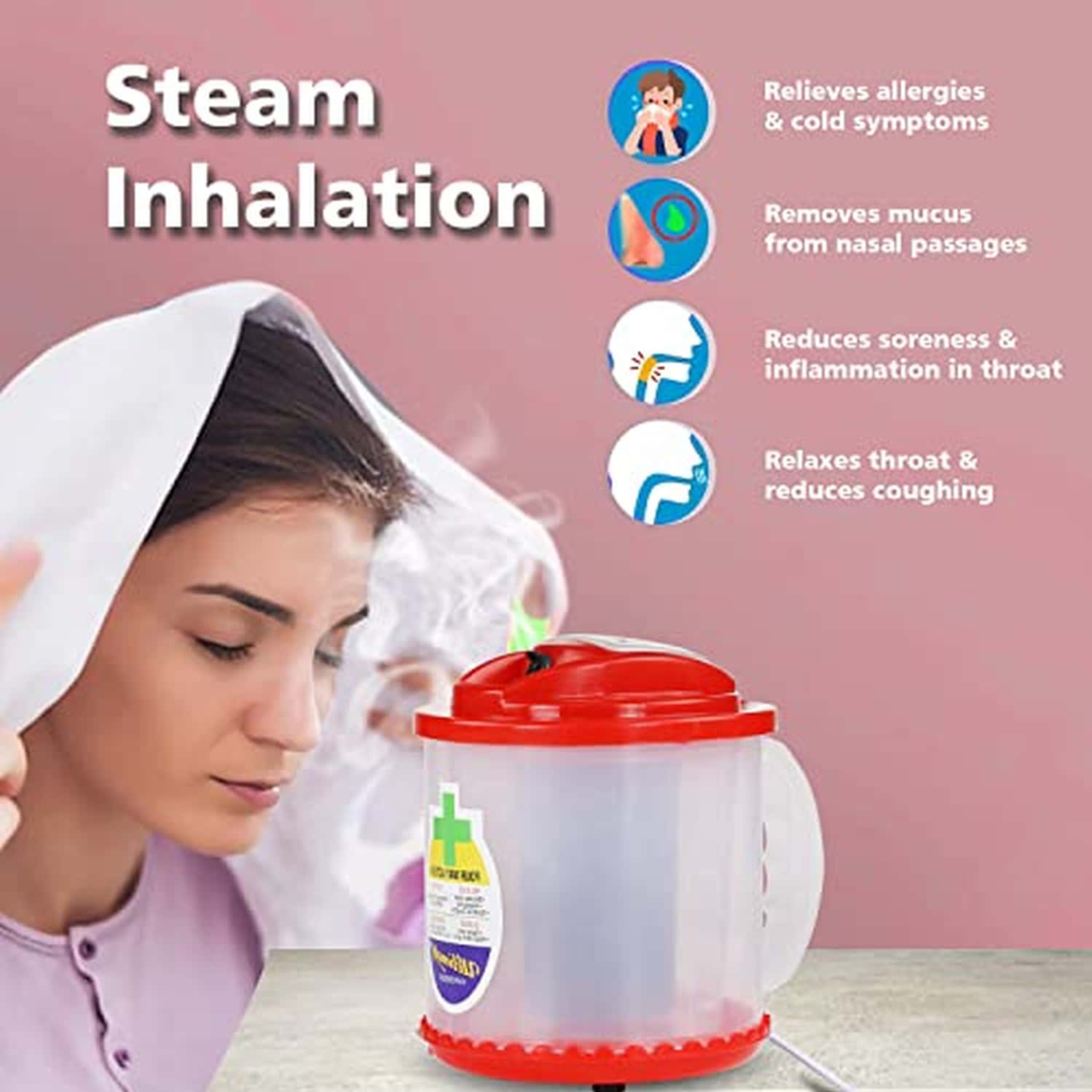 Buy CRESCENT ULTIMATE PLUS STEAMER VAPORIZER FOR COLD AND COUGH, RED