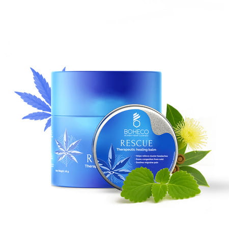 Boheco Rescue Migraine Pain Balm | Ayurvedic Headache Relief With Vijaya Leaf Extract | 26g