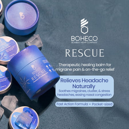 Boheco Rescue Migraine Pain Balm | Ayurvedic Headache Relief With Vijaya Leaf Extract | 26g