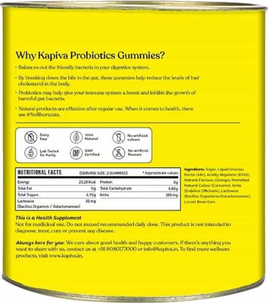 Kapiva Probiotics With Amla Gummies (Improves Gut Health) - 10 Gummies