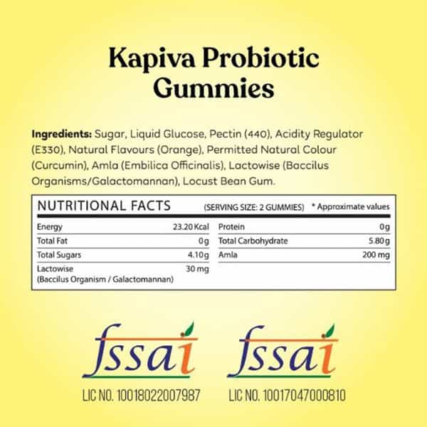 Kapiva Probiotics With Amla Gummies (Improves Gut Health) - 10 Gummies