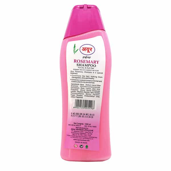 Ayur Herbals Rosemary Shampoo With Rose & Lemon I Best Suited For Dry & Dull Hair I Pack 1- 1000Ml