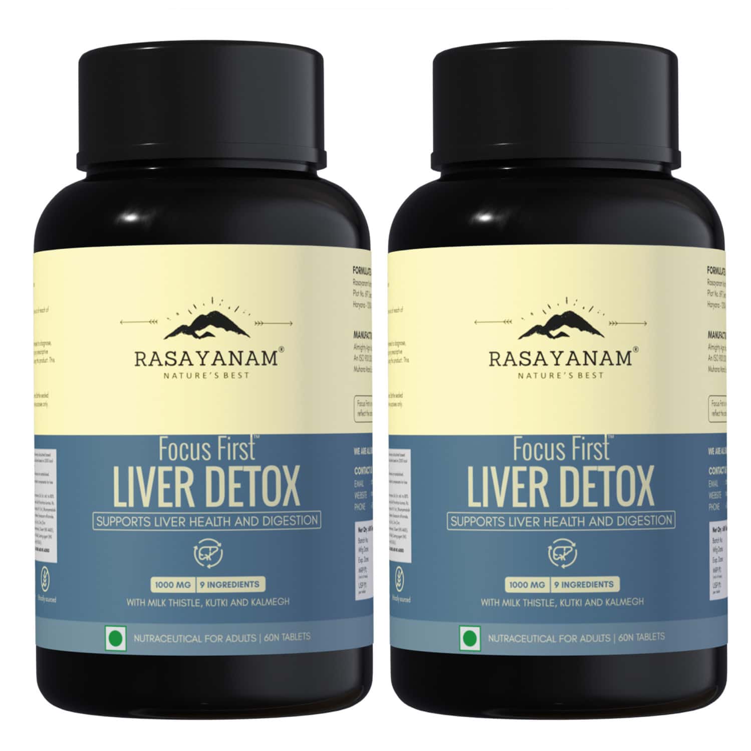 Rasayanam Liver Detox | Nac | Milk Thistle & Herbs | Detox | Digestion & Energy | 2 X 60 Tablets