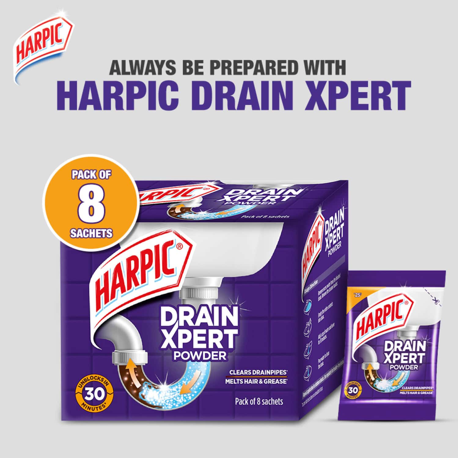Buy HARPIC DRAIN XPERT DRAIN CLEANING POWDER (50G) Online & Get Upto 60
