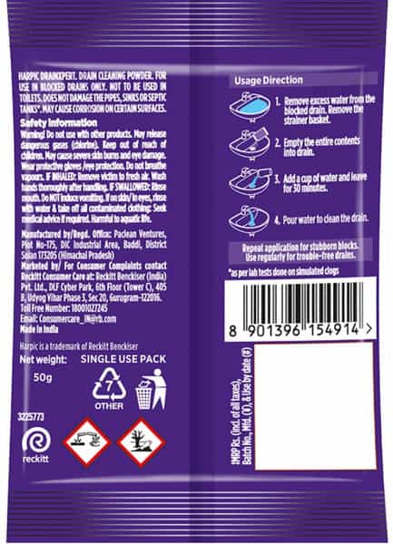 Harpic Drain Xpert Drain Cleaning Powder (50G)