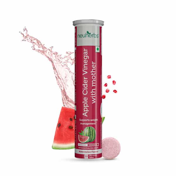 Neuherbs Apple Cider Vinegar Watermelon Flavour 20 Effervescent Tablets For Weight Management