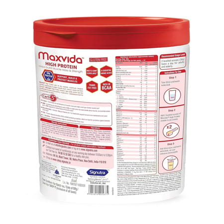 Maxvida High Protein To Help Build Muscle Mass And Strength In Adults & Elderly Vanilla Jar 400 Gm