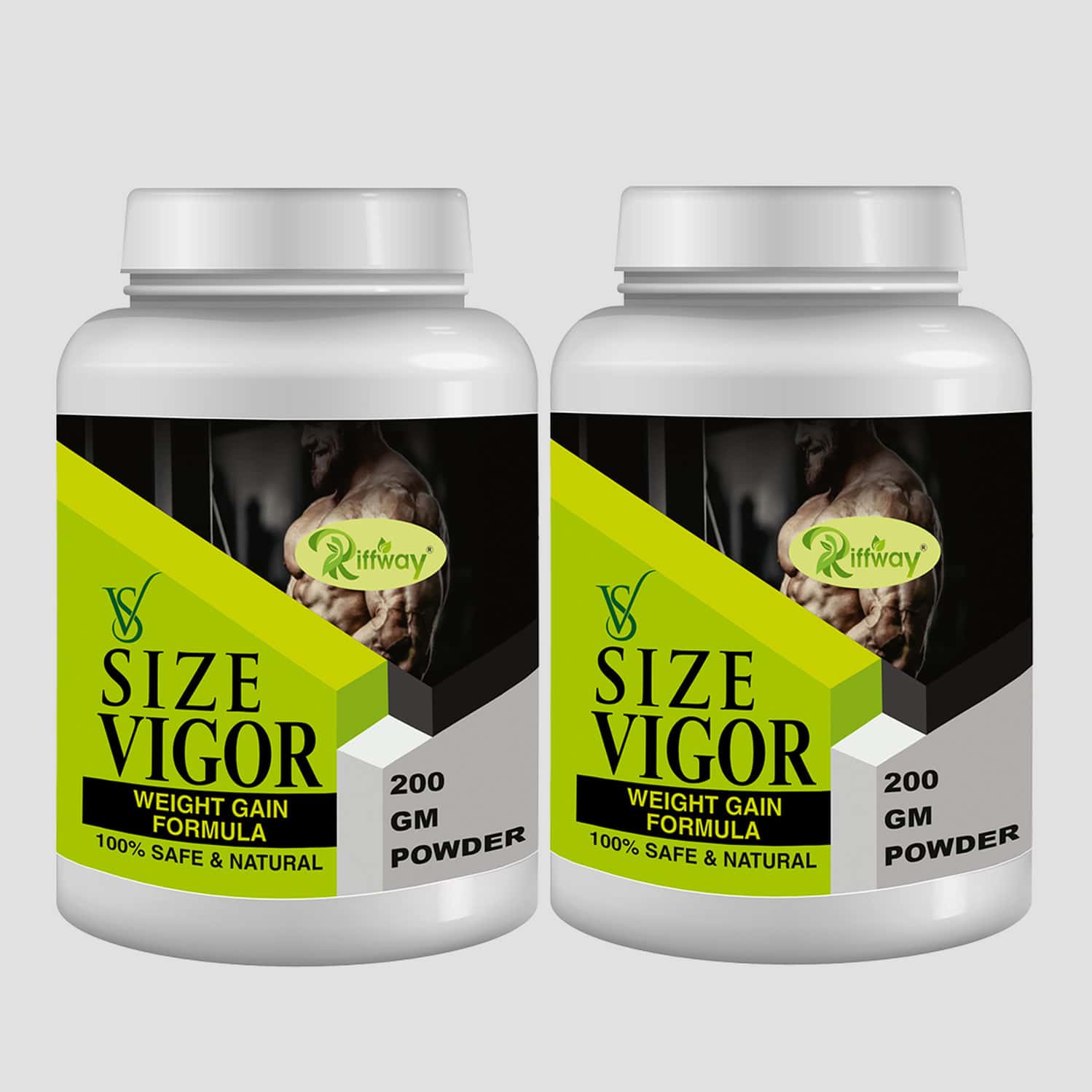 Riffway Size Vigor Weight Gain Powder | Controlled Calorie Contentfor Gradual Weight Gain (2x200gm)